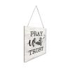 Wooden Signs, Rustic Pray Wait Trust Sign Plaque Pianted Quote Home Decor Farmhouse Garden Outdoor Wall Art 10"x10", Made in USA view 3
