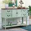 45.3 Narrow Console Table with Storage, Console Table Sideboard for Entryway Sofa Table with Shutter doors and 4 Storage Drawers, Console Tables for Living Room,AntiqueBlue view 1