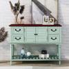 45.3 Narrow Console Table with Storage, Console Table Sideboard for Entryway Sofa Table with Shutter doors and 4 Storage Drawers, Console Tables for Living Room,AntiqueBlue view 2