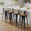 Andeworld Bar Stools Set of 4 Counter Height Stools Industrial Metal Barstools with Wooden Seats(24 Inch, Distressed Gold) view 1