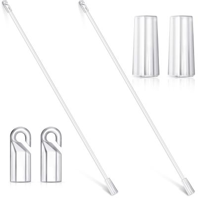 2 Pieces Blind Wand Vertical Blinds Replacement Parts Blind Stick Rod with Hook and Grip Clear for Window(Plastic,12 Inch)