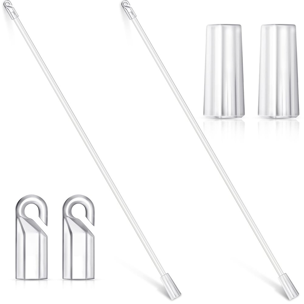 2 Pieces Blind Wand Vertical Blinds Replacement Parts Blind Stick Rod with Hook and Grip Clear for Window(Plastic,12 Inch)