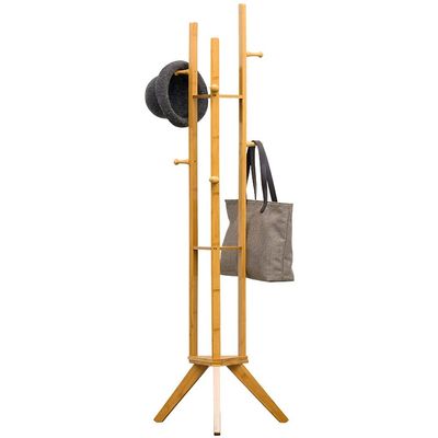 XXZY Floor Coat Rack Floor Coat Rack Bamboo Coat Rack Freestanding with 3 Storage Shelves and 6 Hooks for Hanging Coats,Jackets,Hats,Bags,Umbrellas Perfect Decoration (Color : A)