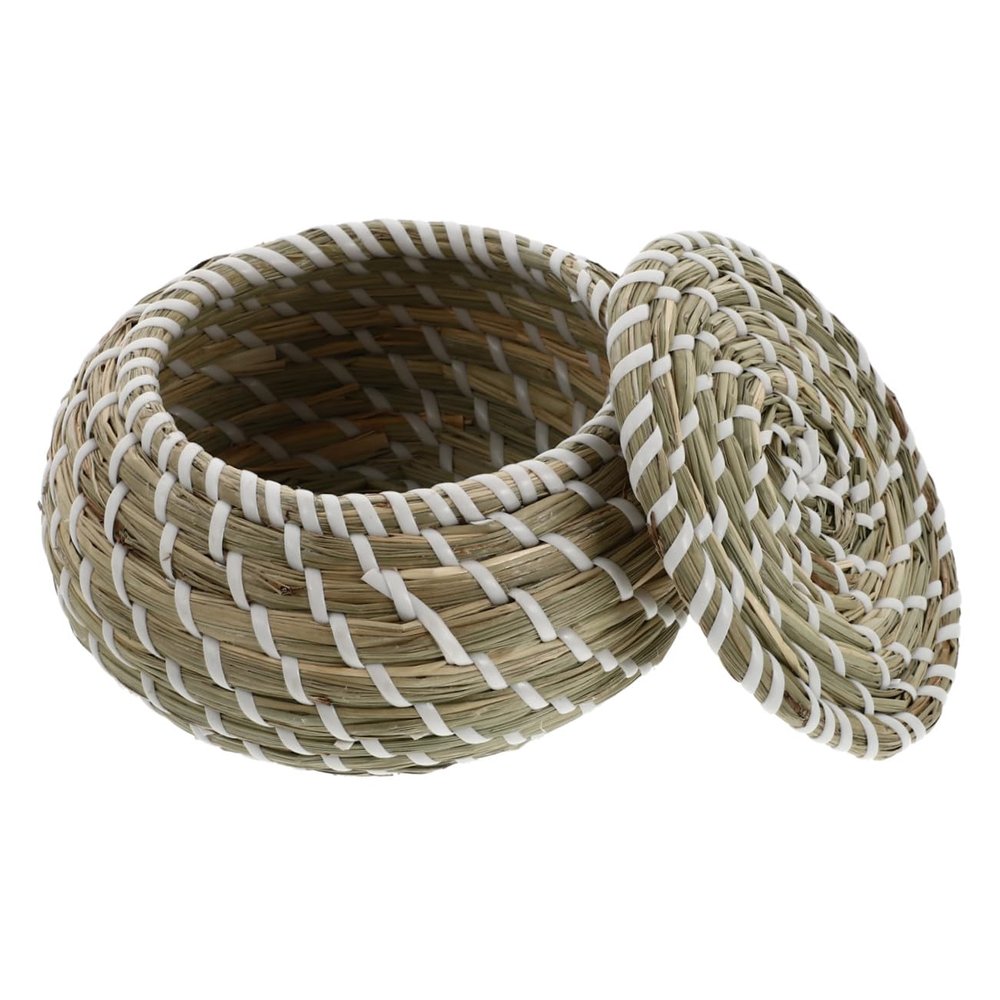 BESPORTBLE Home Natural Seagrass Woven Storage Box with Lid Decorative Organizer for Living Room Kitchen and Bedroom Seagrass Container for Household Items