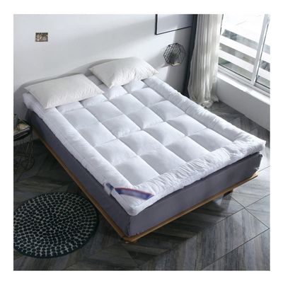 Twin Mattress Topper Extra Thick Pillowtop Cooling Mattress Topper Pad Cotton Top Protector with Anchor Bands Down Alternative Fill Bed Topper for Cushioning(White,150x200cm)