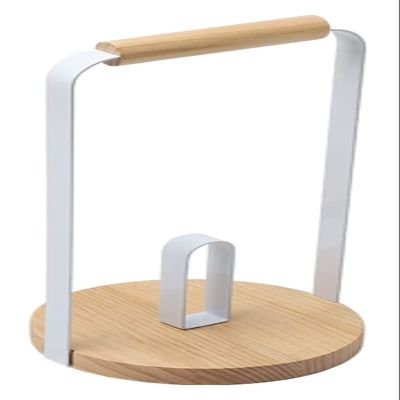 Paper Towel Holder Stand, Log Color Roll Paper Holder, Wood Base,Paper Towel Holder for Farmhouse Kitchen Countertop Dining Room Table (Color : White)