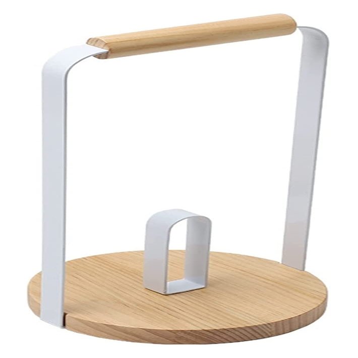 Paper Towel Holder Stand, Log Color Roll Paper Holder, Wood Base,Paper Towel Holder for Farmhouse Kitchen Countertop Dining Room Table (Color : White)