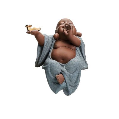 QQWW Buddha Statue A Collection of Cutie 4 Smiling Buddhas Laughing Zen Buddha Statue Adorable Monk Figurines Little Buddha Decor (Color : B)