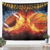 Basketball Football Tapestry Rugby Hat Wall Blanket Tapestries, Sports Theme Wall Hanging for Kids Teens Boys Girls Red Flame Fashion Home Wall Decor, Medium 59.1 x 59.1 Inches view 1