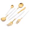 24-piece Snplowum Matte Gold Tableware, 18/10 Stainless Steel Utensils Heavy Serving Set With White Handle For Dinner & Dessert Home Restaurant Flatware Set, Service For 4 (White Gold) view 1