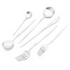 24-piece Snplowum Silver Satin Finished Serving Set, 18/10 Stainless Steel Flatware With White Round Hanle For Daily Use Salad Coffee Include Knife/Fork/Spoon, Service For 4 (White Silver) view 1