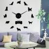 HERWS Wall Clock Golden Retriever Dog Silent Quartz DIY Wall Clock Retriever Canine Puppy Pet Self Adhesive Clock Watch Home Decoration view 1