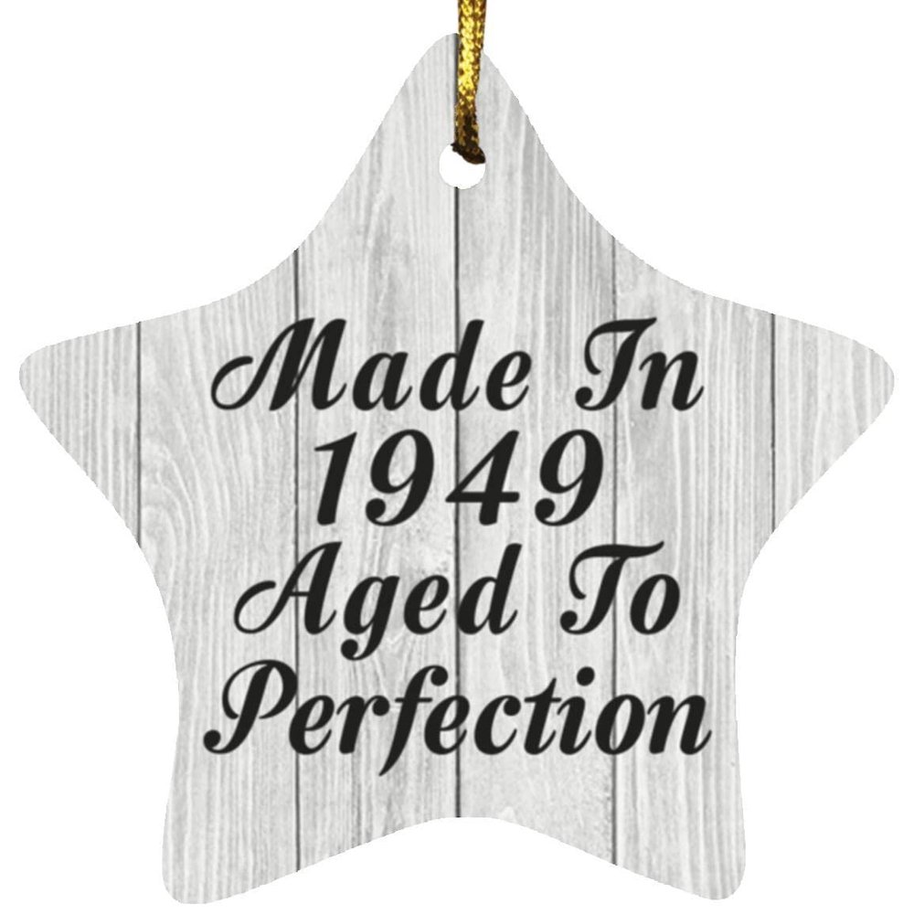 Designsify Christmas Tree Decoration, 75th Birthday Made in 1949 Aged to Perfection, Star Ornament F, Gifts for Anniversary Valentines Mom Mothers Fathers Day Party, to Men Women Him Her Friend