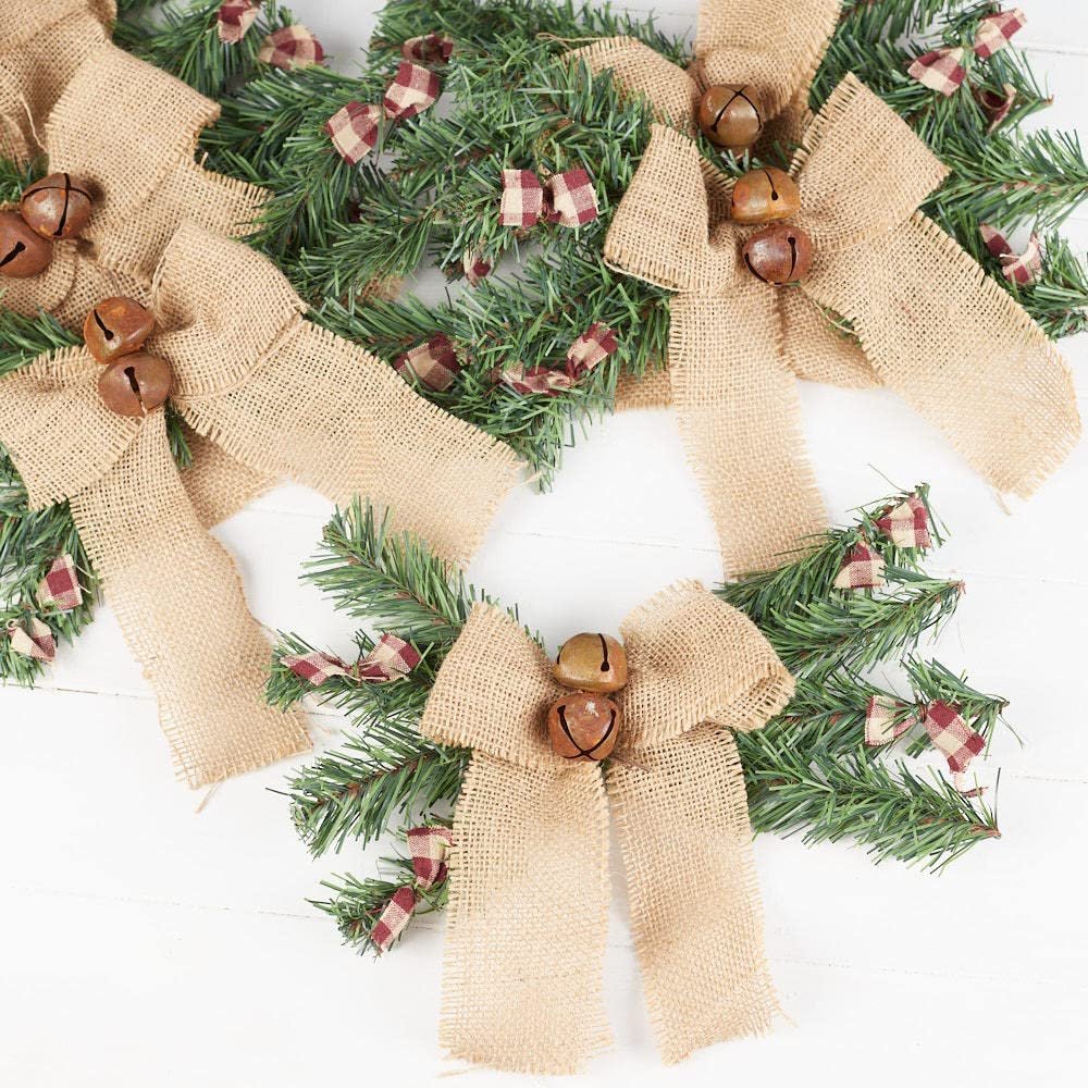 Factory Direct Craft Burlap Bow and Artificial Pine Bundle of 6 Pieces