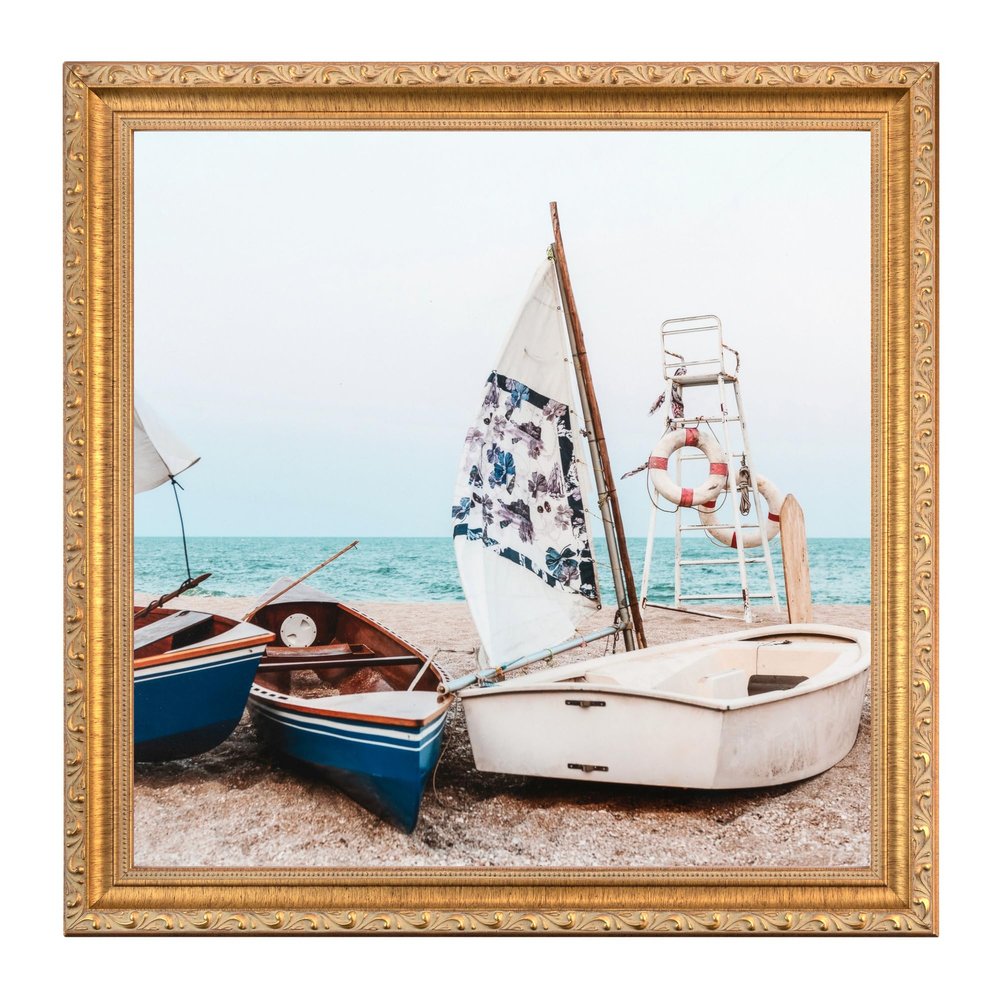ArtToFrames 8x12 Inch Gold Picture Frame, This 1.40 Inch Custom Wood Poster Frame is Gold with Beads - Comes with Foam Backing 3/16 inch and Regular Glass (FBPLD10051-8x12)