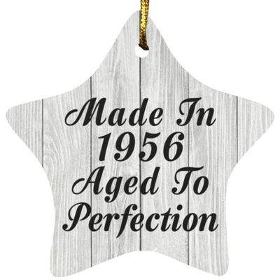 Designsify Christmas Tree Decoration, 68th Birthday Made in 1956 Aged to Perfection, Star Ornament F, Gifts for Anniversary Valentines Mom Mothers Fathers Day Party, to Men Women Him Her Friend