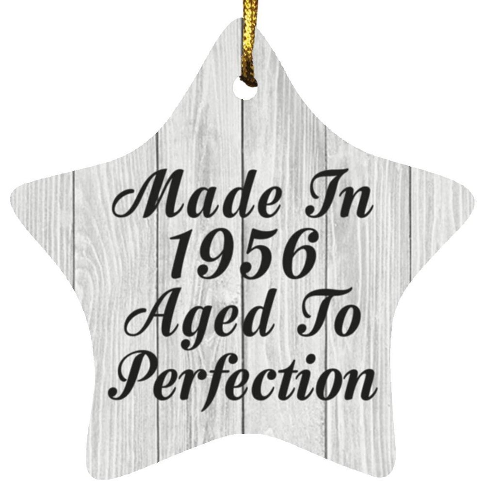 Designsify Christmas Tree Decoration, 68th Birthday Made in 1956 Aged to Perfection, Star Ornament F, Gifts for Anniversary Valentines Mom Mothers Fathers Day Party, to Men Women Him Her Friend