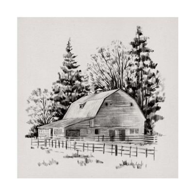 Trademark Fine Art 'Distant Barn Sketch I' Canvas Art by Emma Caroline 24x24
