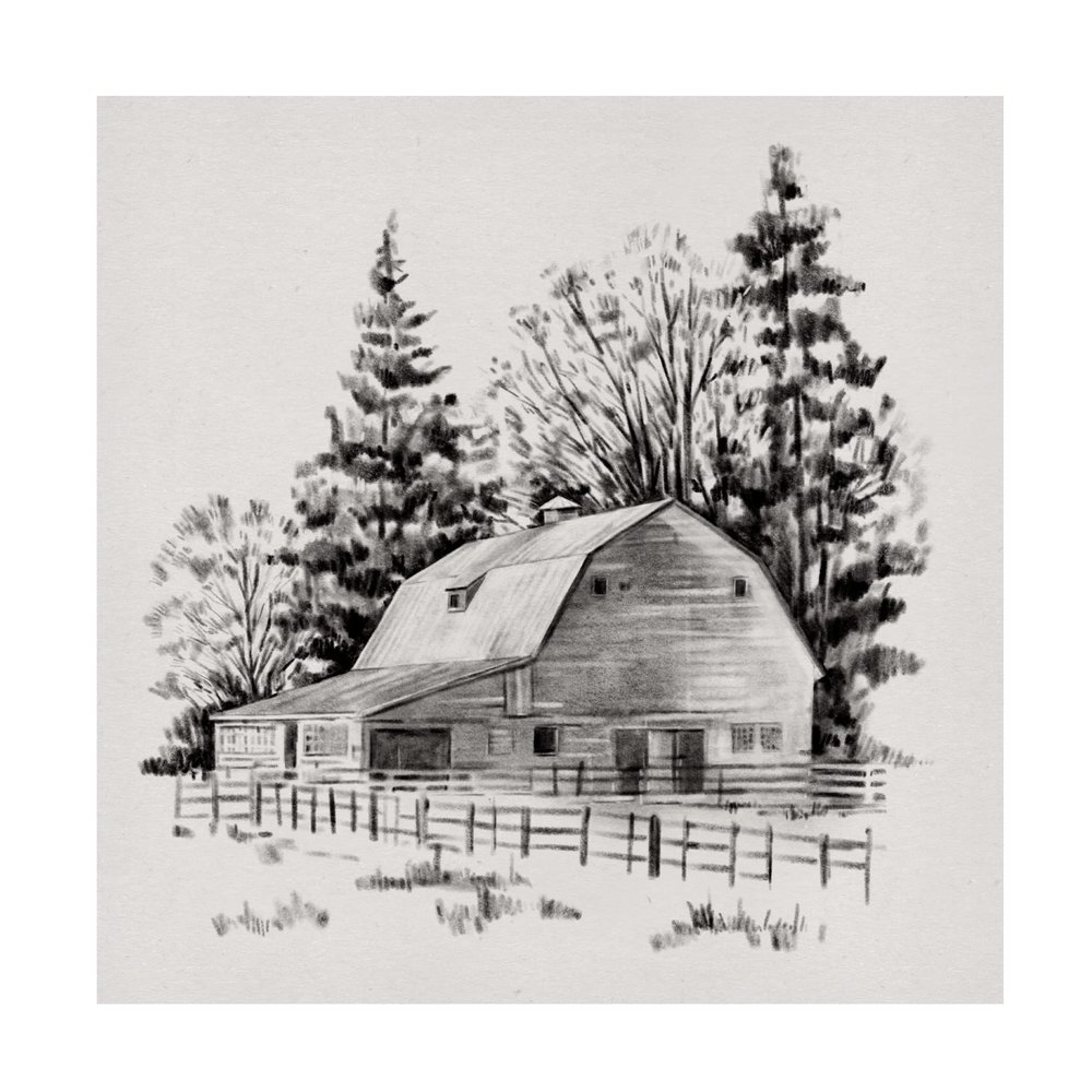 Trademark Fine Art 'Distant Barn Sketch I' Canvas Art by Emma Caroline 24x24