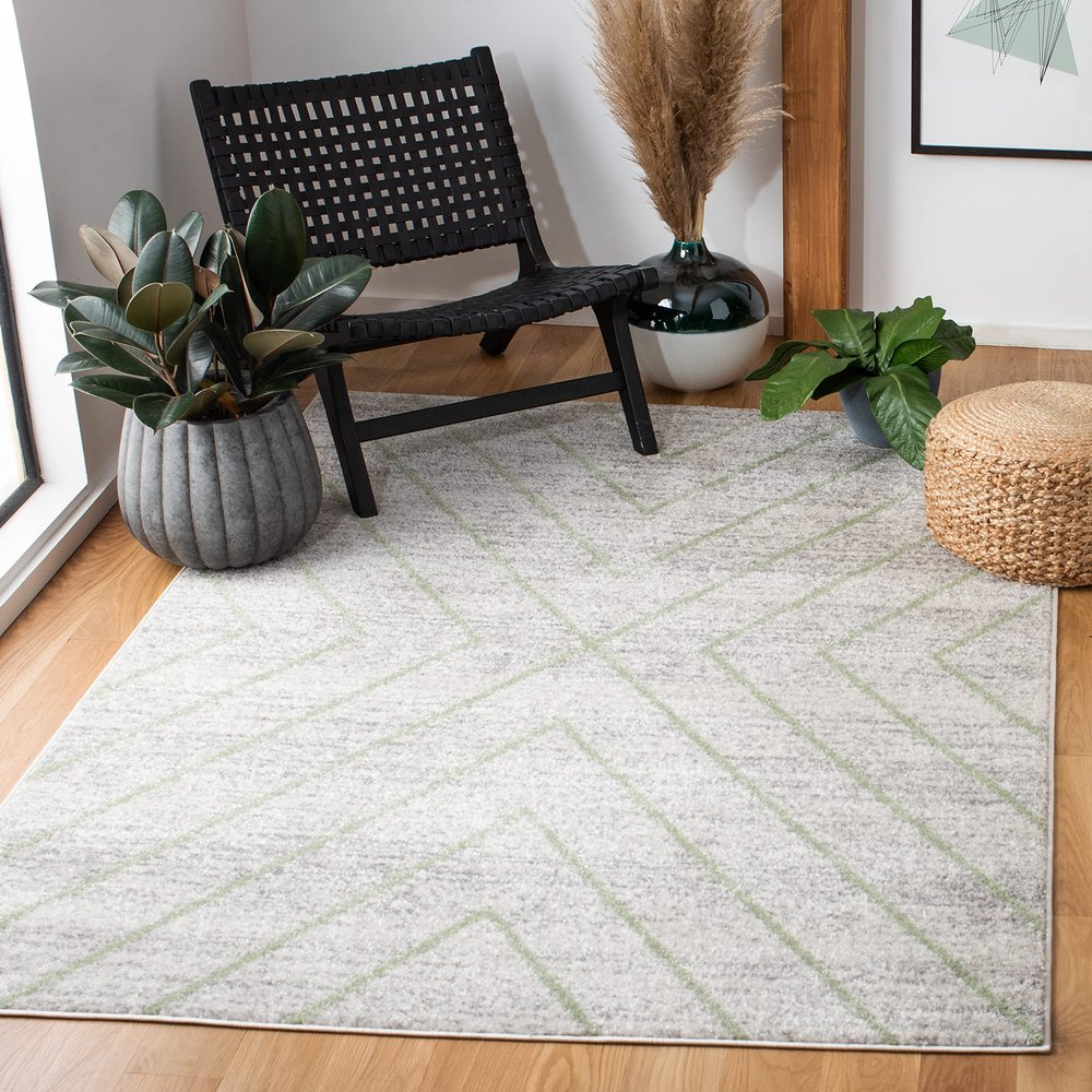 SAFAVIEH Area Rug 8x10 - Adirondack Collection - Large - Grey & Green, Modern Geometric Design, Non-Shedding & Easy Cleaning, Ideal for Living Room, Bedroom, Office, Dining Space (ADR251Y)