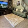 LAMBZY High Pile Super Soft Faux Sheepskin Rug (8'x11', White/Brown Tips) view 1