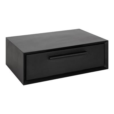 Kate and Laurel McCutcheon Floating Wood Storage Shelf, 18 x 12 x 6, Black, Decorative Transitional Floating Bedroom Nightstand with a Concealed Cubby Compartment