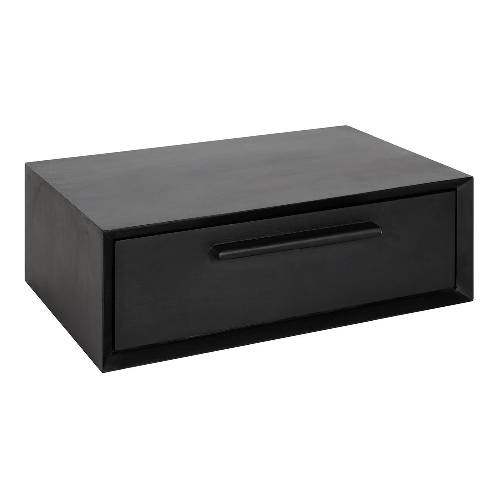 Kate and Laurel McCutcheon Floating Wood Storage Shelf, 18 x 12 x 6, Black, Decorative Transitional Floating Bedroom Nightstand with a Concealed Cubby Compartment