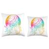Colorful Anime Girl with Gas Mask Throw Pillow view 3
