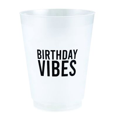 Santa Barbara Design Studio SIPS Drinkware BPA Free Plastic Frost Flex Cups, 8-Count/16-Ounce, Birthday Vibes