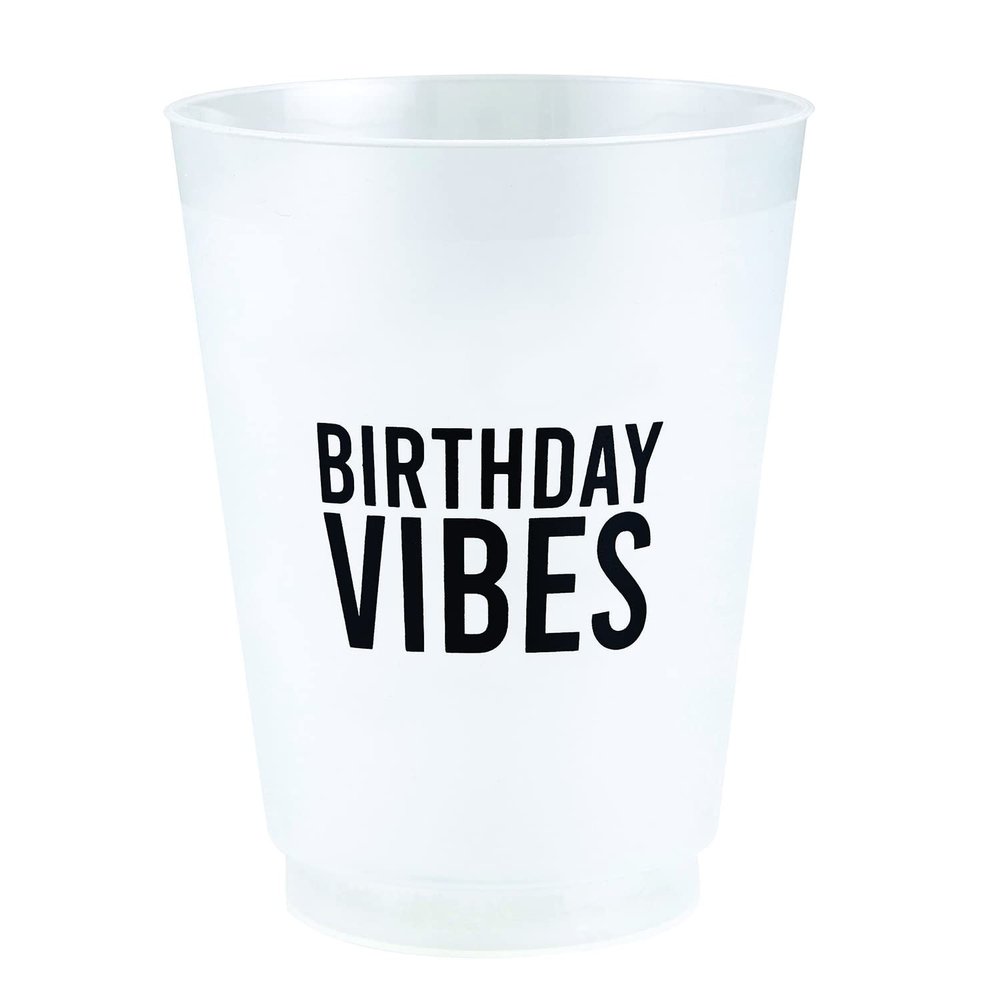 Santa Barbara Design Studio SIPS Drinkware BPA Free Plastic Frost Flex Cups, 8-Count/16-Ounce, Birthday Vibes