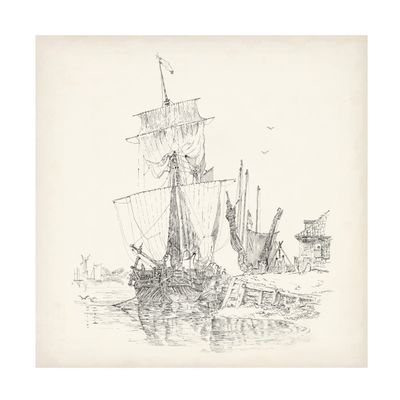 Trademark Fine Art 'Antique Ship Sketch VII' Canvas Art by Richard Foust 24x24