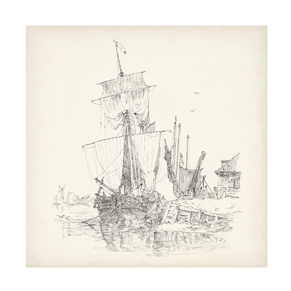 Trademark Fine Art 'Antique Ship Sketch VII' Canvas Art by Richard Foust 24x24