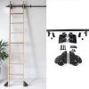 XFSHKJS Sliding Ladder Library Full Set Hardware (No Ladder) Rolling Ladder Hardware Library, Black, Mobile Ladder Track for Home/Indoor/Loft, with Floor Roller Wheels (Size : 13ft/400cm Track kit) view 1