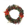 Artificial Christmas Wreath, Pine Cone Snow Flocked Glitter Wreath with red Berries, Suitable for Front Door Winter Green Home Hanging Wall Window Party Decoration view 1