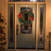 Artificial Christmas Wreath, Pine Cone Snow Flocked Glitter Wreath with red Berries, Suitable for Front Door Winter Green Home Hanging Wall Window Party Decoration view 4