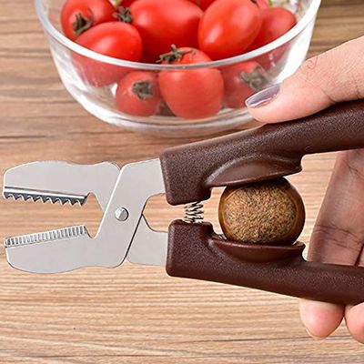 Nut Cracker Tool Multifunctional Chestnut Opener Plastic Stainless Steel Walnut Clip Sheller Chestnut Opener Convenient Kitchen Tool Nutcracker Pecan (Color : Brown)