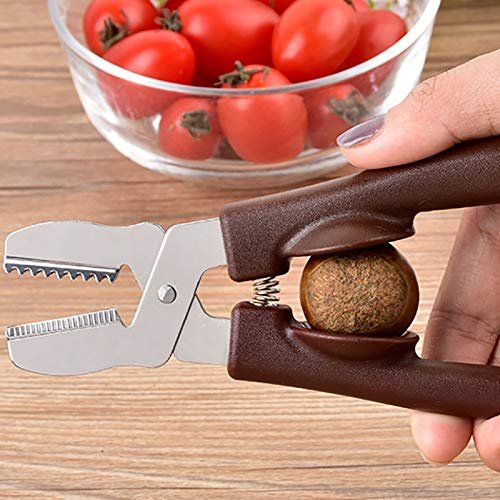 Nut Cracker Tool Multifunctional Chestnut Opener Plastic Stainless Steel Walnut Clip Sheller Chestnut Opener Convenient Kitchen Tool Nutcracker Pecan (Color : Brown)