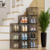HOMIDEC Shoe Storage, 6 Pack Shoe Organizer Hard Plastic Shoe Box, Shoe Boxes Clear Plastic Stackable, Shoe Boxes with Lids for Size 13, Clear Smoke view 2