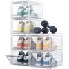 HOMIDEC Shoe Storage, 6 Pack Shoe Organizer Clear Hard Plastic Shoe Box, Shoe Boxes Clear Plastic Stackable, Shoe Boxes with Lids for Size 13, Transparent view 1
