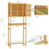 VIAGDO Over The Toilet Storage Cabinet, Tall Bathroom Cabinet Organizer with Cupboard and Adjustable Shelves, Freestanding Toilet Shelf Space Saver Rack Stand for Laundry Room, Balcony, Bamboo view 2