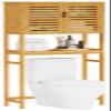 VIAGDO Over The Toilet Storage Cabinet, Tall Bathroom Cabinet Organizer with Cupboard and Adjustable Shelves, Freestanding Toilet Shelf Space Saver Rack Stand for Laundry Room, Balcony, Bamboo view 3