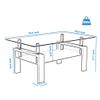 38.6'' Rectangle Glass Coffee Table, Black Coffee Table with Tempered Glass & Metal Legs, 2-Tier Modern Center Table with Storage Shelf, Black Glass Coffee Tables for Living Room, Apartment, Office view 3