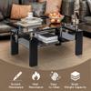 38.6'' Rectangle Glass Coffee Table, Black Coffee Table with Tempered Glass & Metal Legs, 2-Tier Modern Center Table with Storage Shelf, Black Glass Coffee Tables for Living Room, Apartment, Office view 4