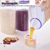 2Pcs Rice Storage Container, BPA Free Plastic Airtight Food Dispenser with Pouring Spout & Measuring Cup, Pet Food Storage Bin, Dry Food Storage Bucket for Rice, Cereal, Flour, Oatmeal view 2