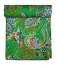 Ruhani Crafts Indian Handmade Paisley Printed Twin Size Kantha Quilt, Kantha Blanket, Bed Cover, Twin Kantha Bedspread, Bohemian Bedding Kantha Size 90 x 60 Inch, Bohemian Decor (Yellow) (Green) view 1