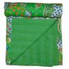 Ruhani Crafts Indian Handmade Paisley Printed Twin Size Kantha Quilt, Kantha Blanket, Bed Cover, Twin Kantha Bedspread, Bohemian Bedding Kantha Size 90 x 60 Inch, Bohemian Decor (Yellow) (Green) view 2