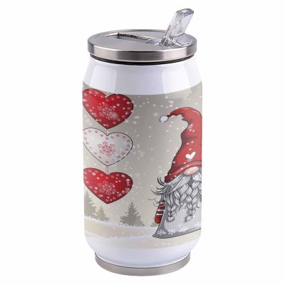 14oz Stainless Steel Tumbler with Lid & Straw-Double Wall Vacuum Insulated Travel Mug, Christmas Gnome Winter Snowflake Love Heart Water Bottle Coffee Beverage Drinks Cup for Adults Kids