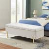 Rongbuk Velvet Storage Bench Ottoman,Versatile Seating with Hidden Storage,End of Bed Bench,Tufted Bench for Bedroom,Living Room,Entryway,Ivory view 1