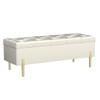 Rongbuk Velvet Storage Bench Ottoman,Versatile Seating with Hidden Storage,End of Bed Bench,Tufted Bench for Bedroom,Living Room,Entryway,Ivory view 4