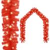 Christmas Garland with LED Lights,Artificial Christmas Wreath,Christmas Garlands Greenery Decorations, Artificial Pine Garland Soft Garland for Holiday Xmas Decoration 197" Red view 1